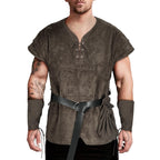 TEYHUI 5 Pcs Norse Viking costume men renaissance costume Medieval tunic Pirate costume men adult(Z3758GY,L)