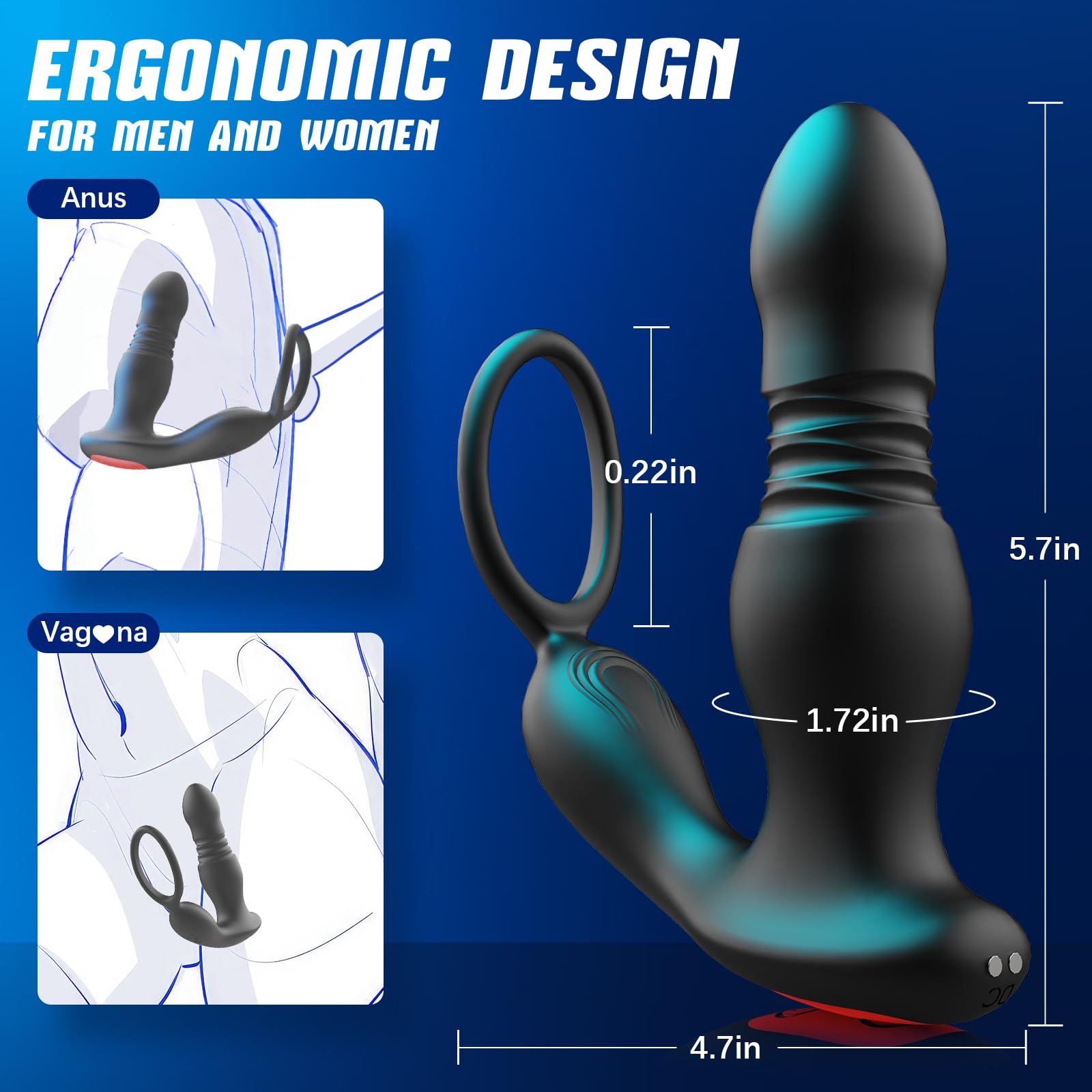 BEISAR Prostate Massager Anal Vibrator Thrusting Vibrating 7 Modes with Cock Ring Anal Plug Anal Sex Toys P Spot Massager Male Sex Toys for Men Enema Dildos Women Couples Remote Control Anal Beads