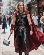 L'VOW Thunder God Cloak Medieval King Cape for Men Women Halloween Thor Cosplay, Renaissance LARP Costume(Burgundy)