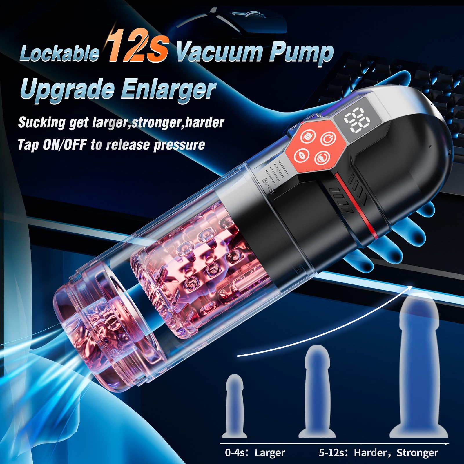 Mrgras Male Masturbator Penis Pump - Male Sex Toys for Men with Upgrade 12 S Vacuum Pump & 7 Thrusting Rotating Vibrating Sucking Licking LCD Adult Toys Mens Sex Toys Pocket Pussy Pumps & Enlargers