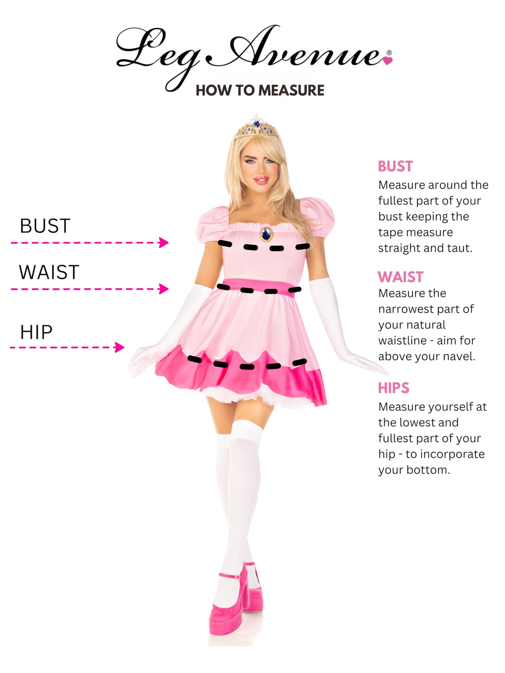 Leg Avenue 3 Piece Pink Dress Set-Cute Princess Halloween Costume with Tiara and Gloves for Adult Women, Medium