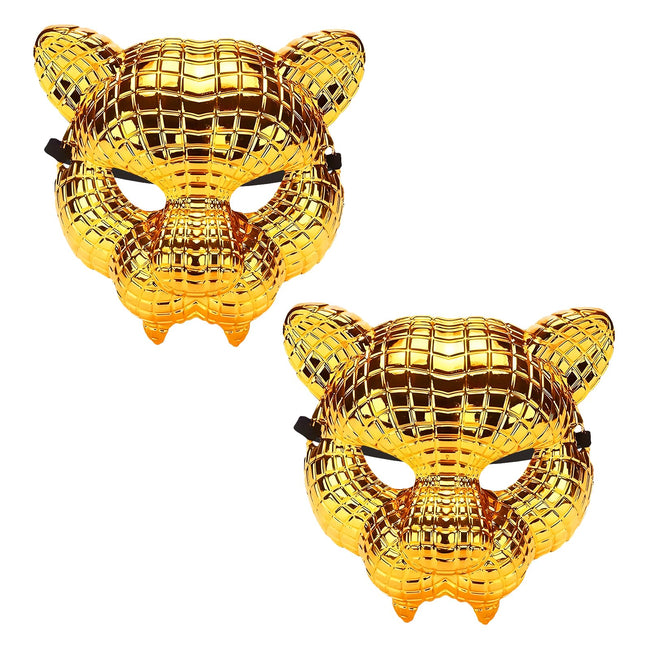 ishenkea 2 Pcs Elite Gold Plastic Teen Adult Halloween Costume Cosplay Mask Hover Image