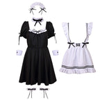Colorful House Women's Lolita Anime Cosplay French Apron Maid Sweetheart Fancy Dress Costume (2XL, Black-9Pcs)