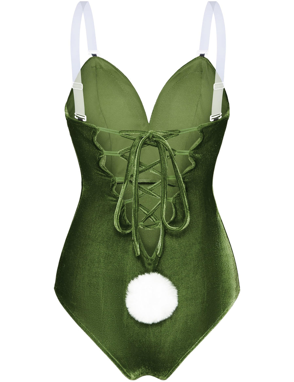 Women Velvet Bunny Costume Bunny Girl Suit Costume Senpai Cosplay One Piece Bodysuit Stockings Set(JGreen S)