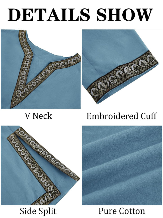 Gafeng Mens Medieval Costume Renaissance Pirate Halloween Viking Tunic Knight Cosplay Warrior LARP Shirts Main Image