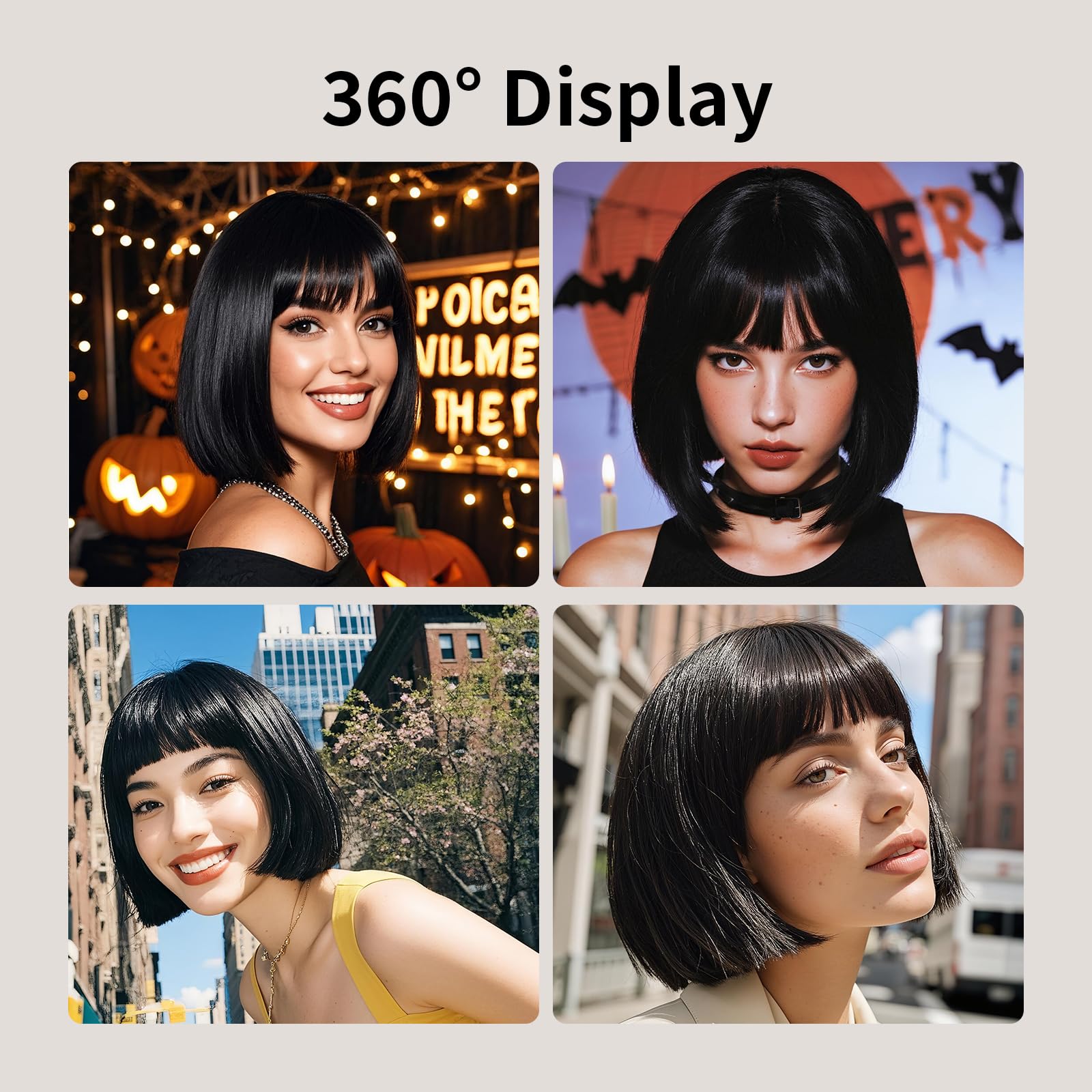 Onedor 10" Short Straight Hair Flapper Cosplay Costume Bob Wig (Black)