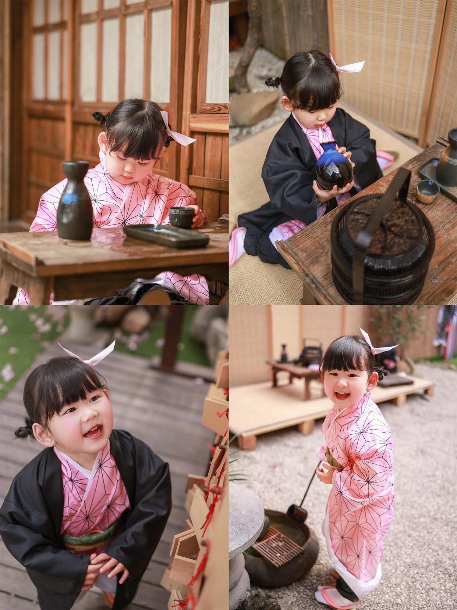 VZQI Halloween Cosplay Costumes Kamado Kids Anime Kimono Halloween Cloak M