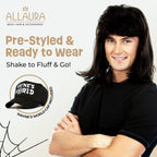 ALLAURA Compatible with Sonny Bono Wig – 60s 70s Men’s Short Brown Wig + Mustache for Hippie, Singer, TV Star, Cop, Detective Costumes – Liberty Duo, Limu & Doug, Uncle Rico, Retro Halloween Outfit