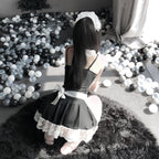 mzenuop Maid Outfit Halloween Maid Dress Cosplay Sweet Classic Apron Costume with Socks.(S-M)