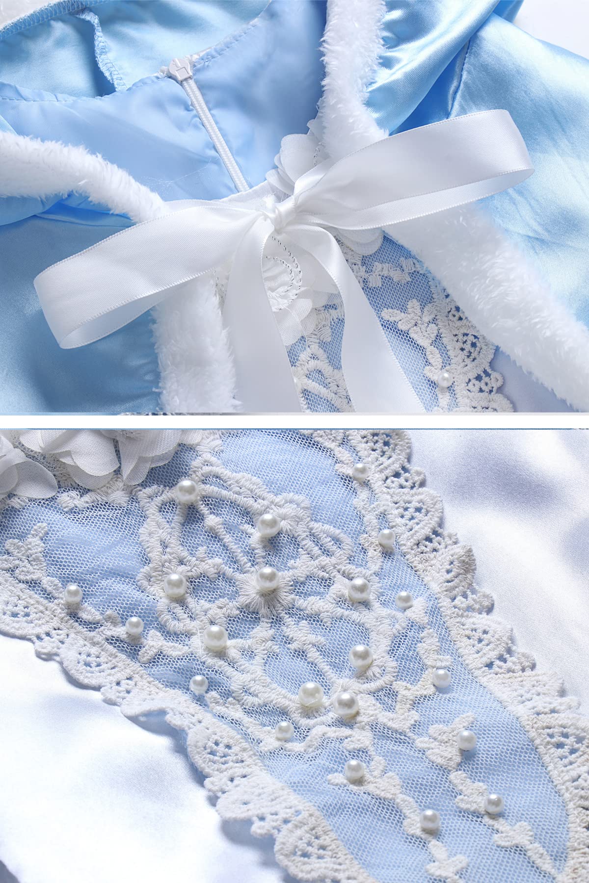 MYZLS Cinderella Princess Dress Girls Snow White Fancy Party Costume Halloween Dress Up Outfit Size 110, 3-4 Years,Blue