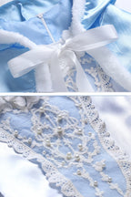 MYZLS Cinderella Princess Dress Girls Snow White Fancy Party Costume Halloween Dress Up Outfit Size 140, 6-7 Years,Blue