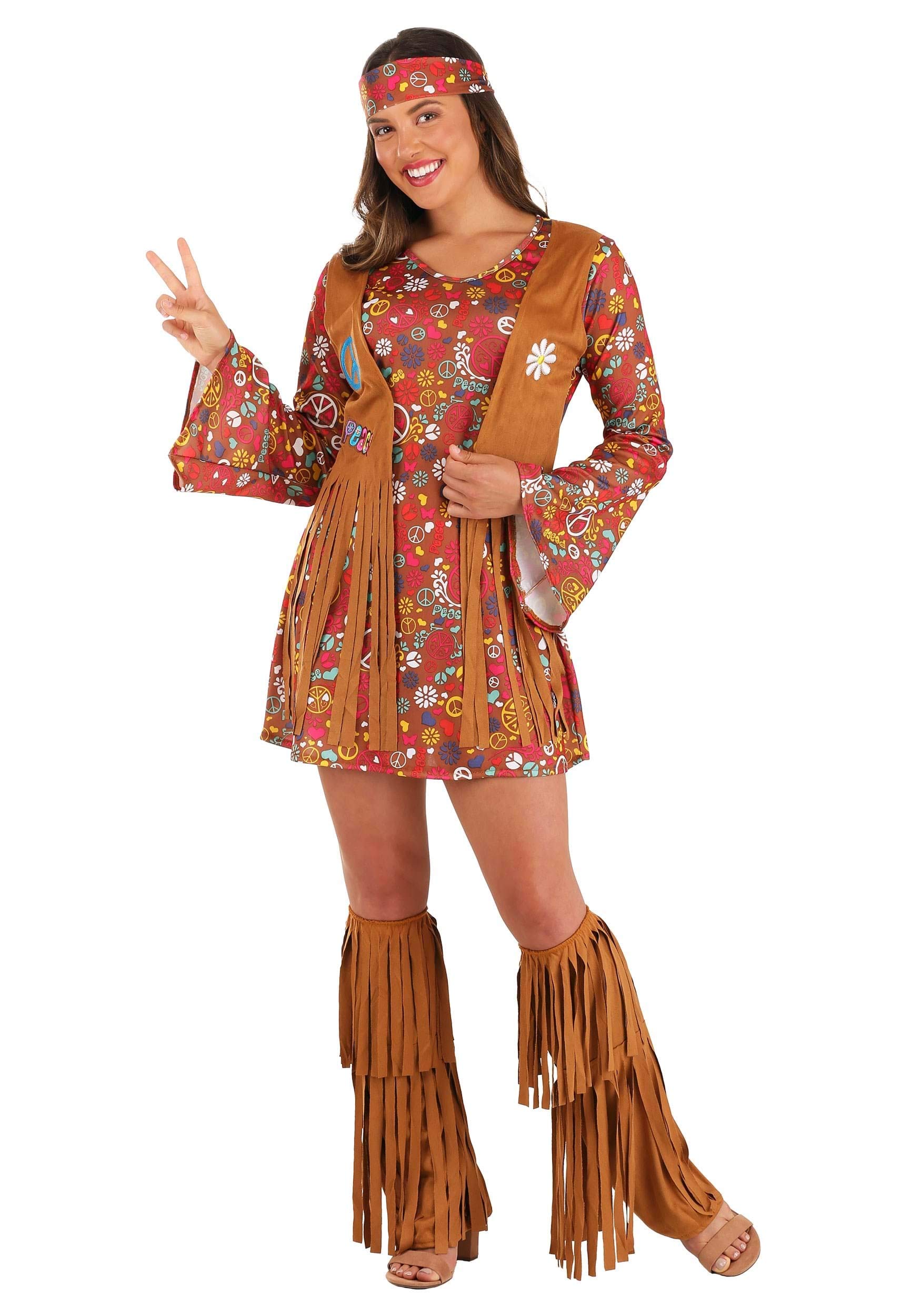Fun World womens Peace Love Hippie Costume Adult, Multi, Small US