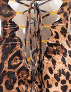 Anime Womens Bunny Girl Costume One Piece Bodysuit Halloween Cosplay Catsuit Bunny Headband Stockings Set(Leopard L)