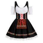 Colorful House Women's Oktoberfest Costume Adult Off-Shoulder Beer Maid Costume for Bavarian Carnival(Strapless Black,XL)
