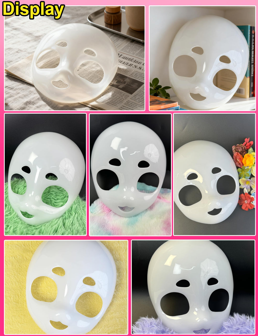 Liokoon Fursuit Head Base Furry Therian Mask, 3D Printed DIY Plastic Face Mask Anime Cosplay Props for Kawaii Cosplay (Clear)