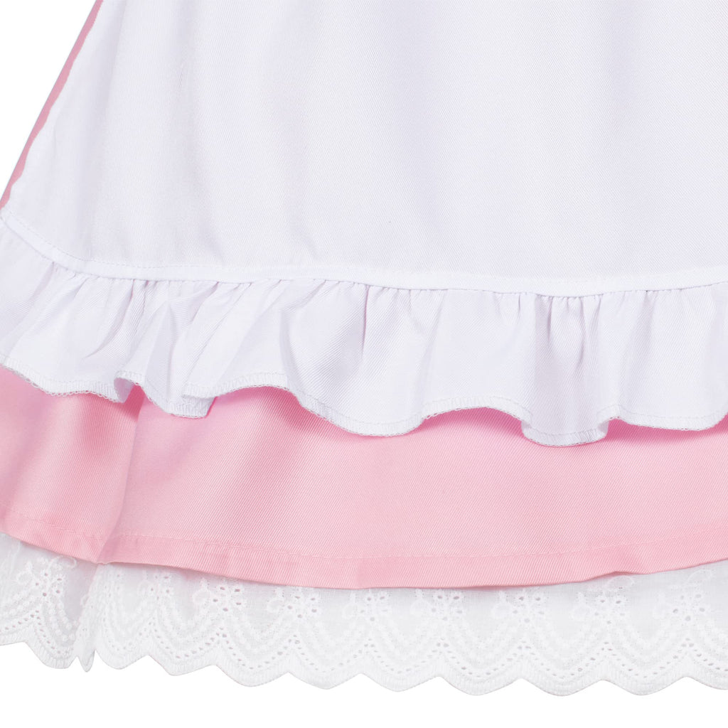 Wannsee Japanese Anime 6Pcs Lolita French Maid Apron Fancy Dress Cosplay Costume Gloves Headwear Socks set(Pink L)