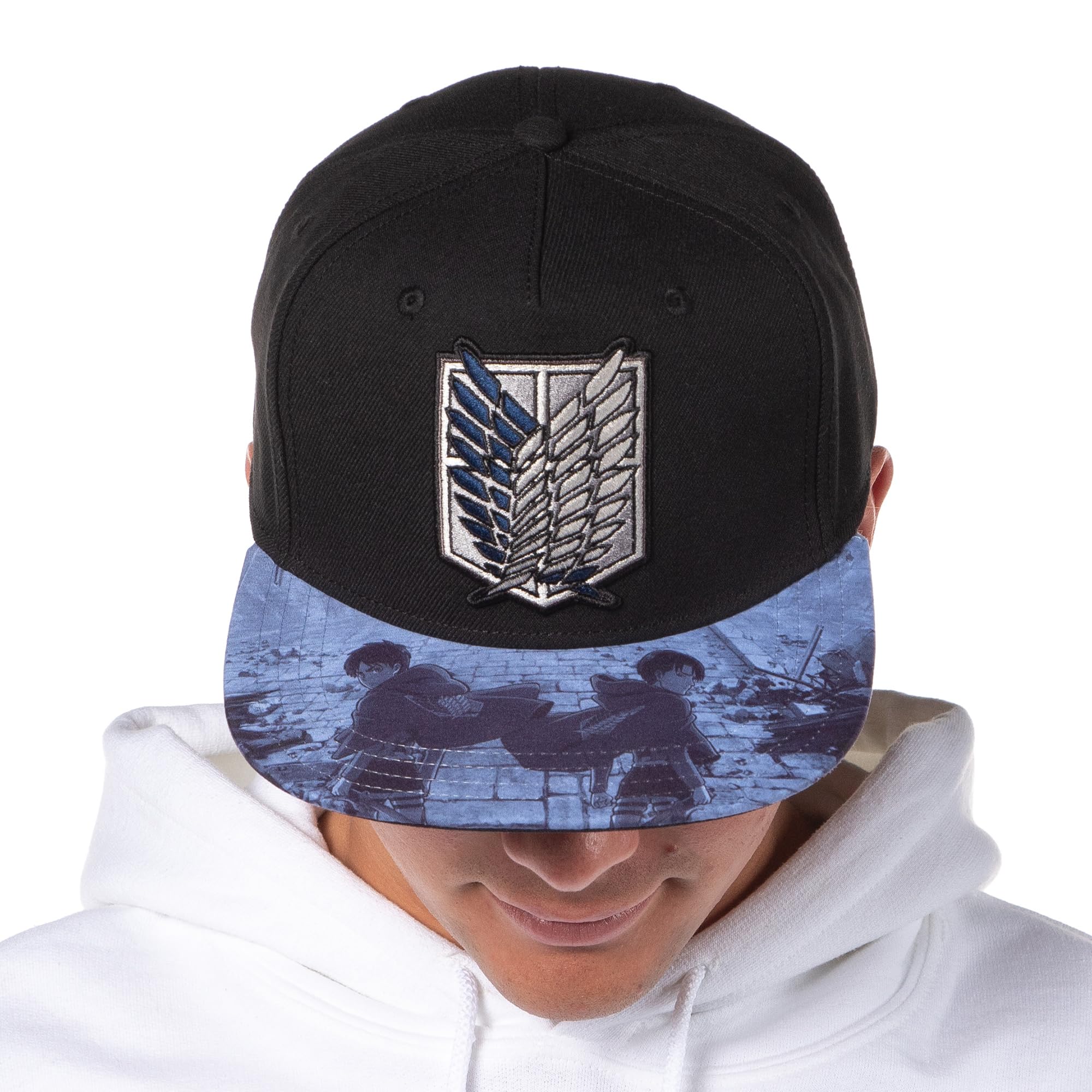 Attack on Titan Sublimated Brim Embroidered Regiment Shield Adjustable Snapback Hat Cap Adult OSFM Multicolored