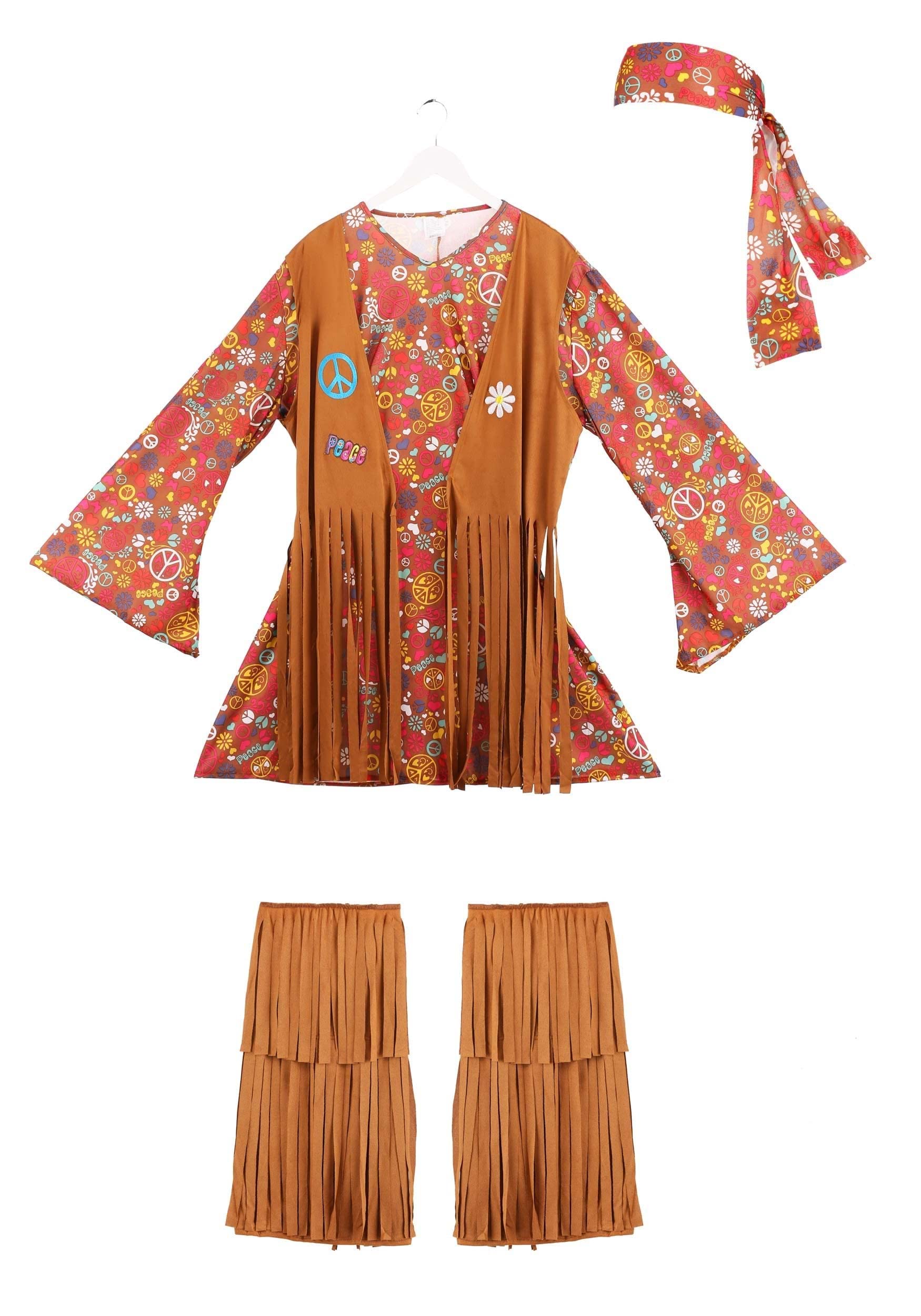 Fun World womens Peace Love Hippie Costume Adult, Multi, Small US