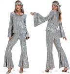 Women 70s Disco Costume 8 PCS Disco Outfit for Halloween Cosplay Party