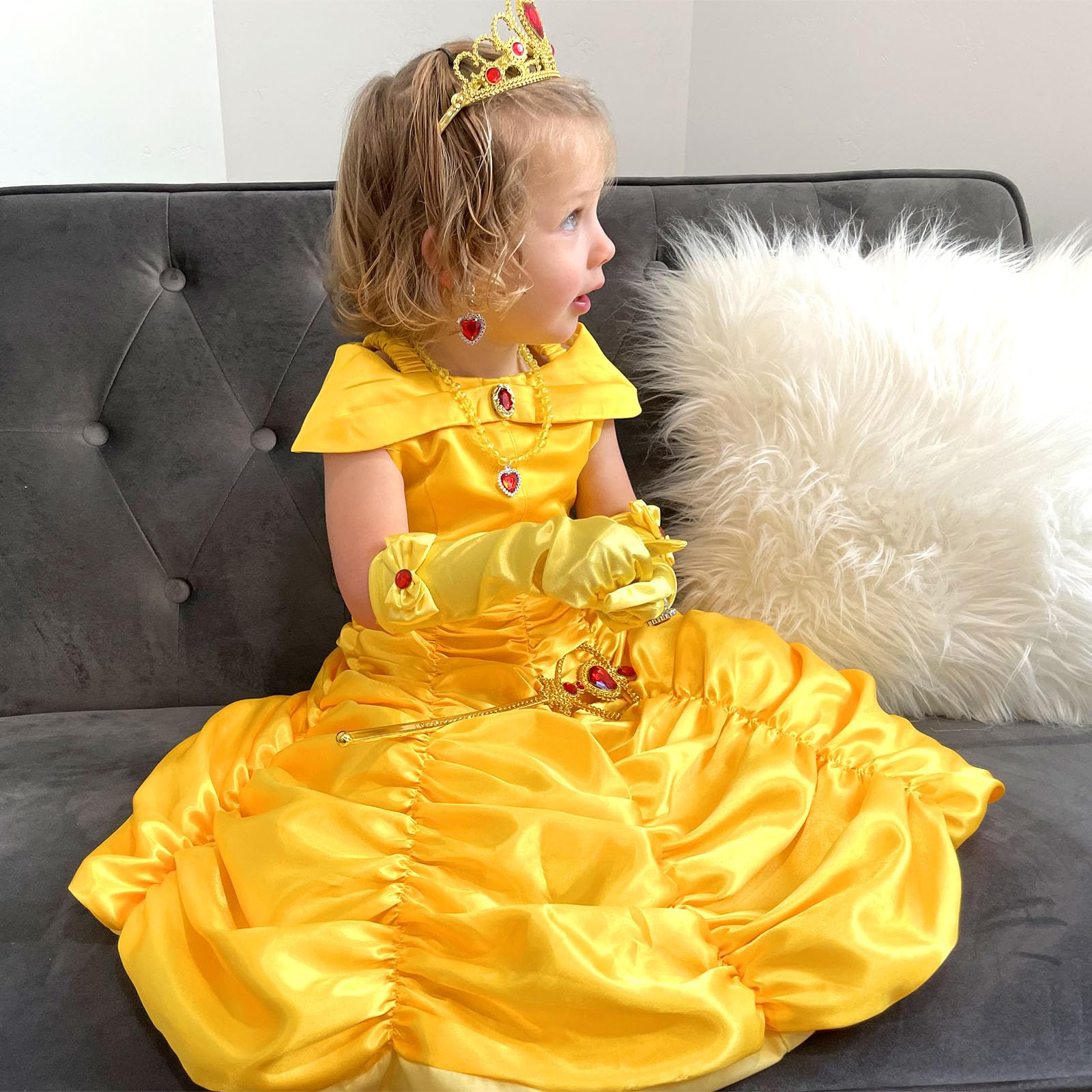 Princess Costume Dresses for Girls Costumes Halloween Cosplay Birthday Outfit Yellow