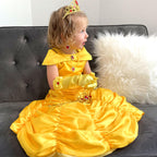Princess Costume Dresses for Girls Costumes Halloween Cosplay Birthday Outfit Yellow