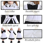 Kosgraiy Colonial Prairie Costume Dress for Girl,Kid Manor Maid Dress,Victorian Maid Costume,Girl Pilgrim Outfit,Black,S/120