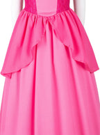 Bosvin Pink Princess Dress for Girls, Kids Princess costume with Crown Gloves Wand Earrings 3T 4T