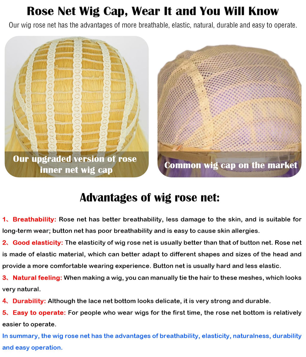 LABEAUTÉ Long Curly Blonde Ponytails Wig with Buns for Women Girls Cosplay Costume Anime Blonde Pigtails Wig with Bangs + Cap