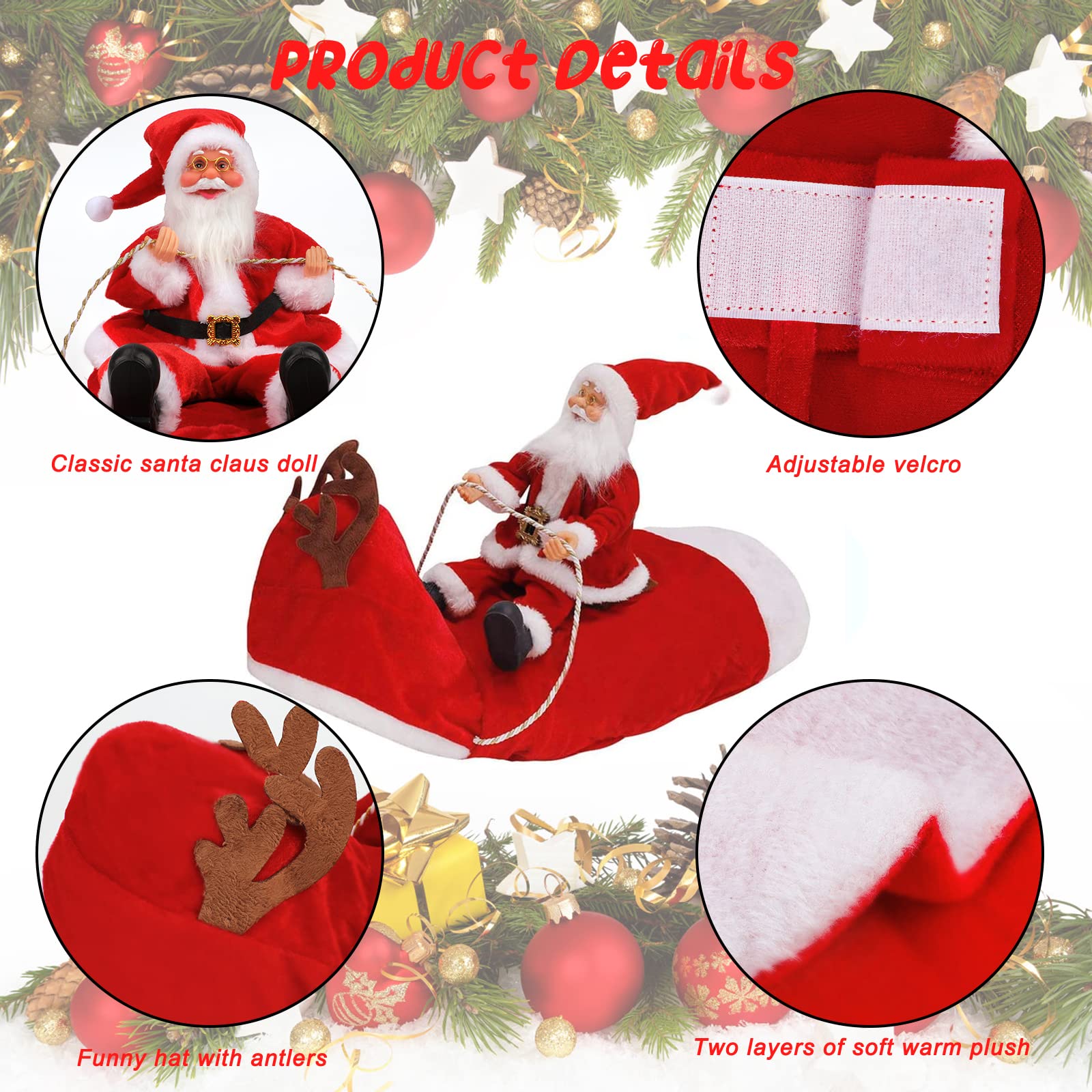 BWOGUE Santa Dog Costume Christmas Pet Clothes Santa Claus Riding Pet Cosplay Costumes Party Dressing up Dogs Cats Outfit for Small Medium Large Dogs Cats