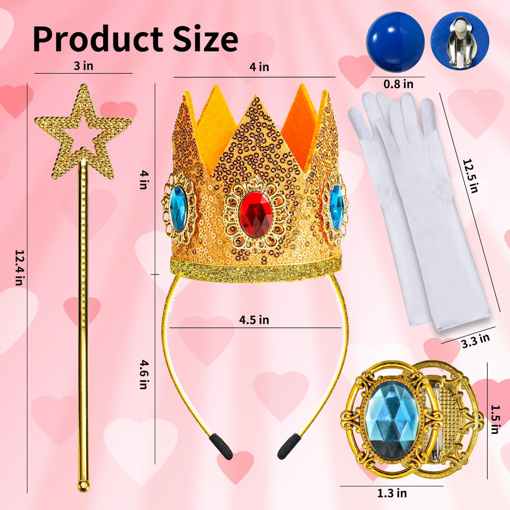 woxafo 5PCS Princess Crown Accessories, Princess Tiara Headband/Wand/Gloves/Brooch/Earrings for Girls Women Halloween Cosplay Party Dress Up