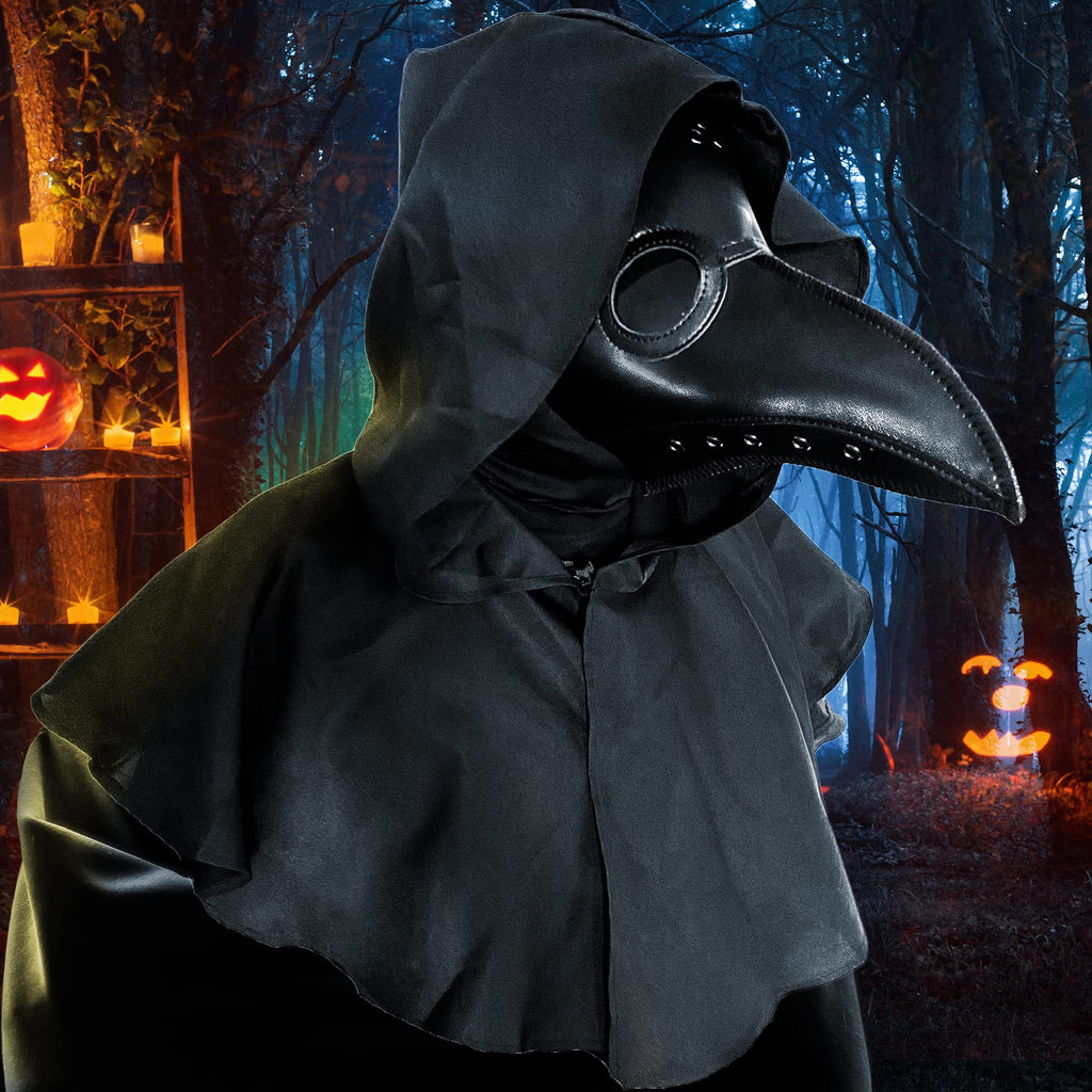 HAOSUN Plague Doctor Mask and Cloak Halloween Costumes for Men 3 in 1 Scary Masks for Adult