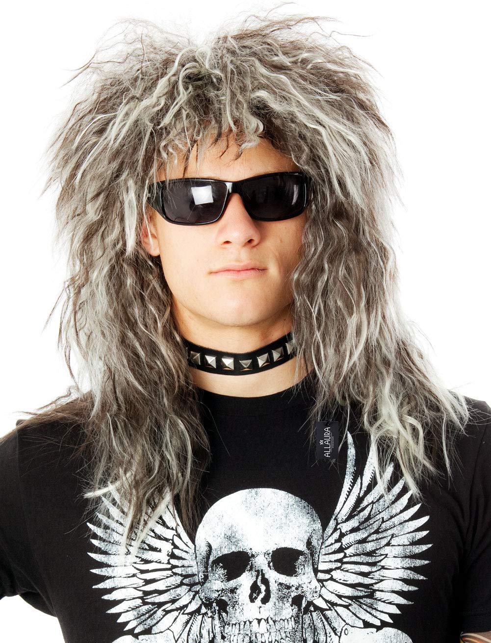 ALLAURA Compatible with Sonny Bono Wig – 60s 70s Men’s Short Brown Wig + Mustache for Hippie, Singer, TV Star, Cop, Detective Costumes – Liberty Duo, Limu & Doug, Uncle Rico, Retro Halloween Outfit