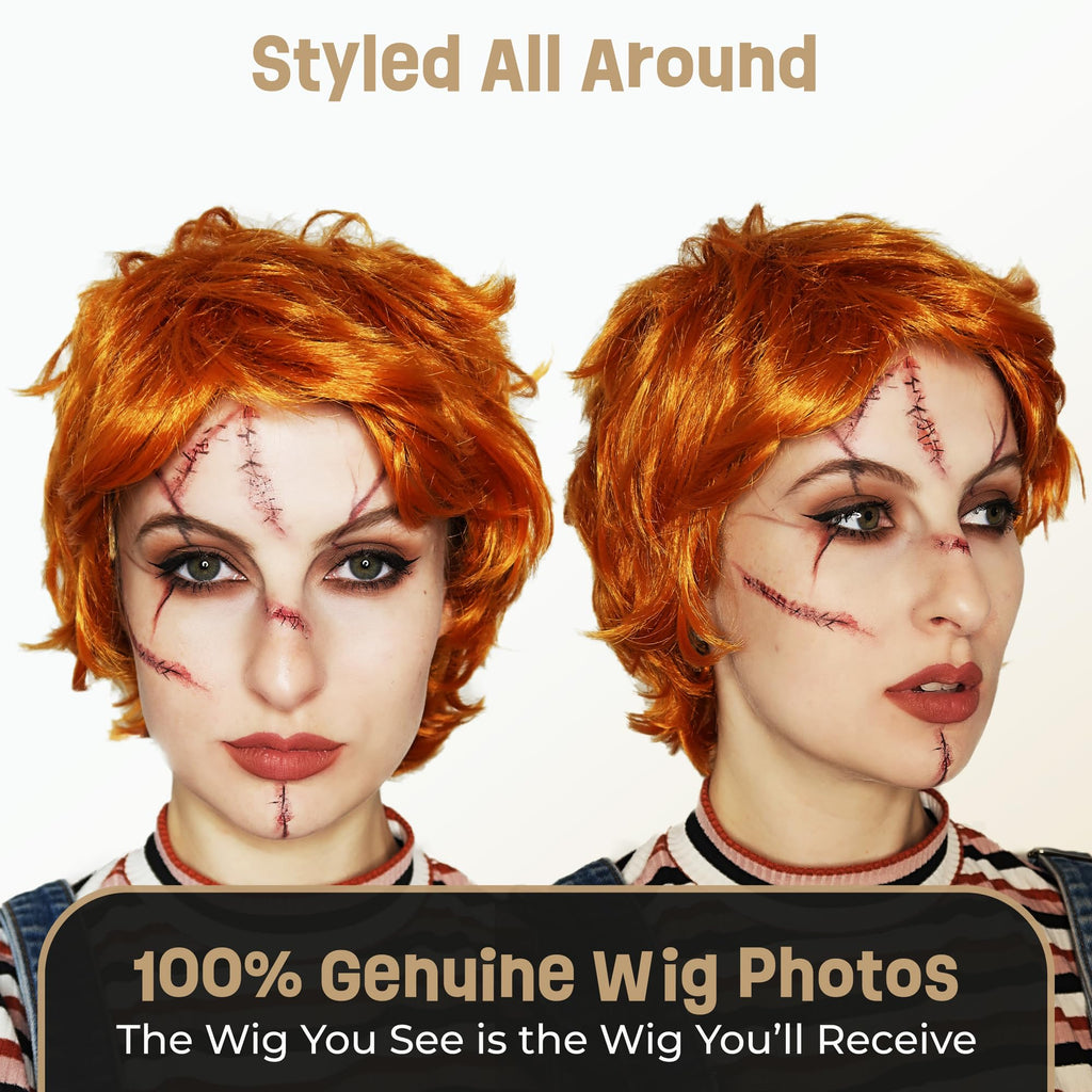 ALLAURA Compatible with Sonny Bono Wig – 60s 70s Men’s Short Brown Wig + Mustache for Hippie, Singer, TV Star, Cop, Detective Costumes – Liberty Duo, Limu & Doug, Uncle Rico, Retro Halloween Outfit