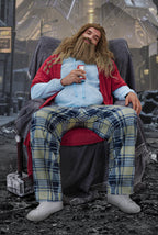 Arvilhill 4 Pcs Fat Thor Beer Belly Costume Set for Adult Men Hoodie Overalls Full Outfit with Sweatshirt Pant Robe Gloves Halloween Funny Comedy Movie Night Theme Party S