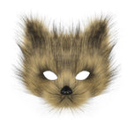 hbbhml Animal Fox Wolf Mask Halloween Party Cosplay Costumes Props Plush Cat Half Face Masks Carnival Christmas Masquerade