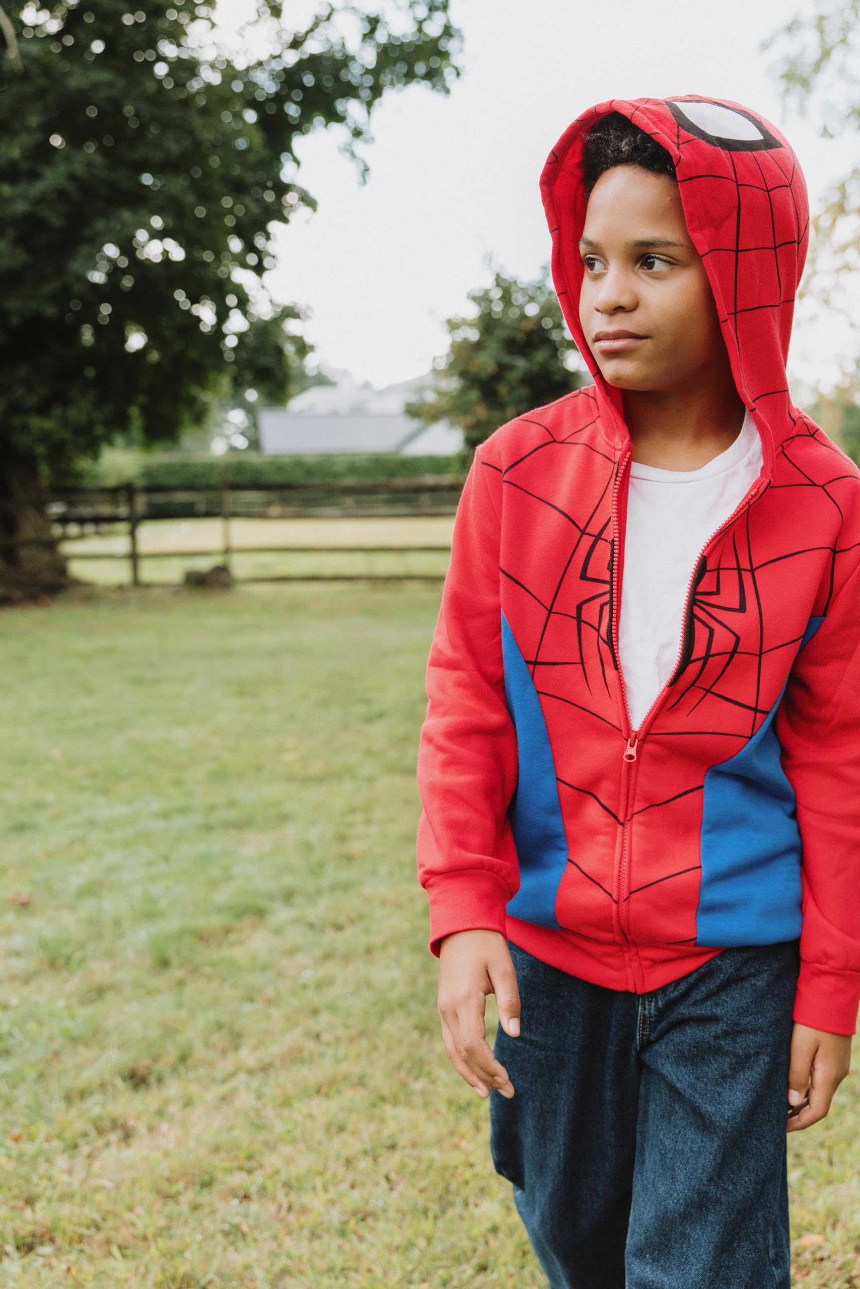 Marvel Spiderman Venom Spiderverse Boys Fleece Zip-up Hoodie White