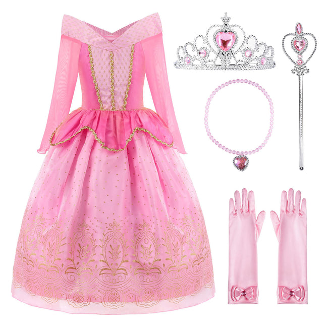 ReliBeauty Girls Princess Dress up Costume with Accessories, 8-10, Pink Main Image