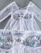 Luxury Princess Dress Costumes with Shining Long Cape Girls Birthday Party