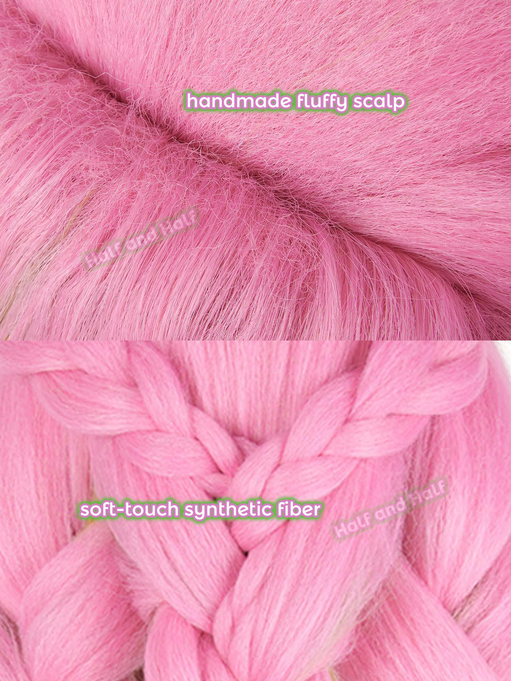 Mitsuri Cosplay Wig Pink and Green Braided Anime Wig with Bangs Mitsuri Kanroji Costume Wigs 35.4'' Synthetic Fiber Hair for Women Halloween Party