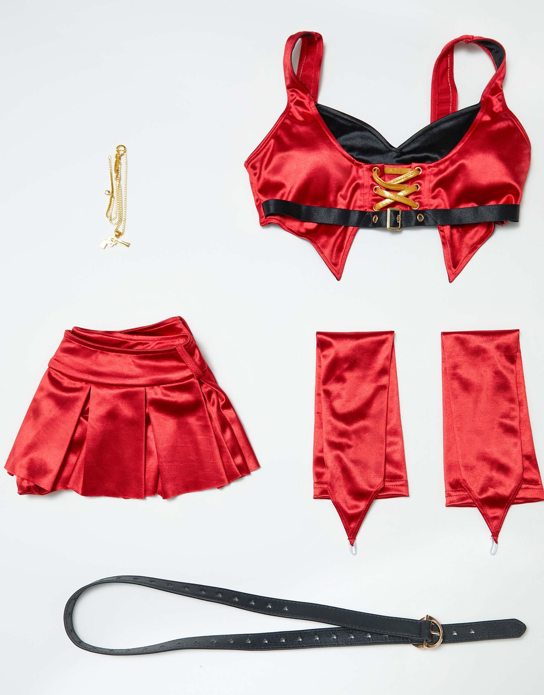 haikyuu Women Stocking Anime Cosplay Swimsuit Two Piece Bathing Suit with Belt Sleeves Red