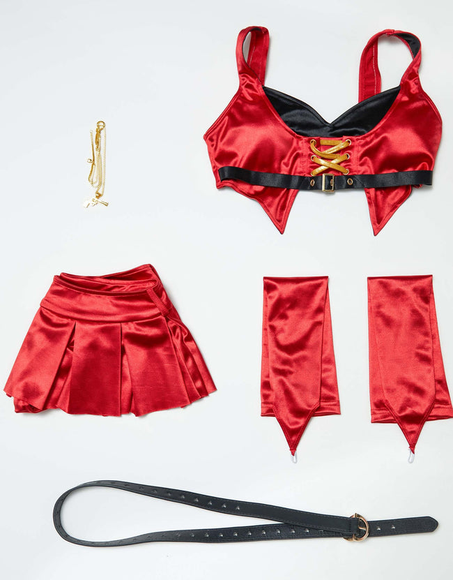 haikyuu Women Stocking Anime Cosplay Swimsuit Two Piece Bathing Suit with Belt Sleeves Red Main Image