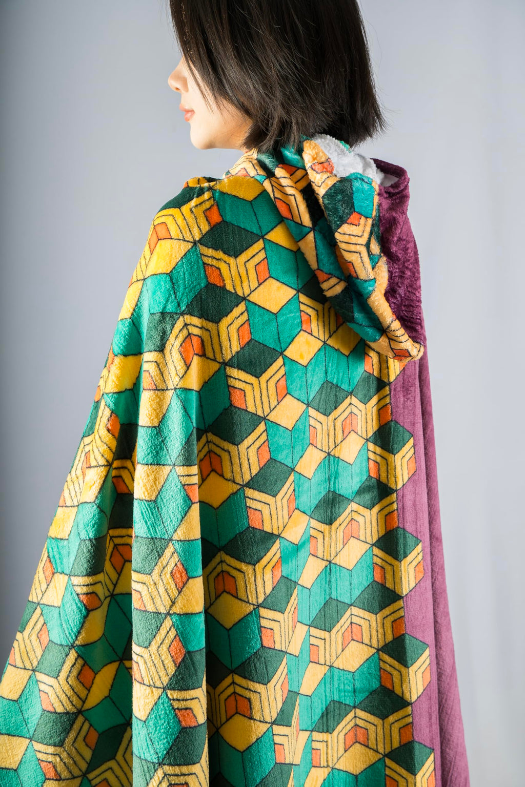 Hooded Wearable Blanket Hoodie Cosplay Cloak Shawl Wrap Nap Quilt 160x100 cm (63x40 in) (Red)