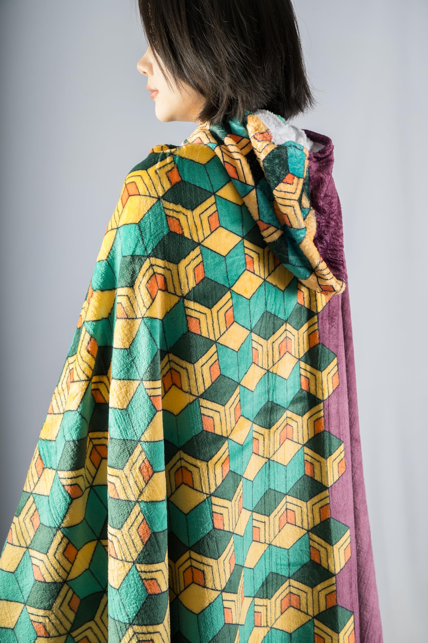 Hooded Wearable Blanket Hoodie Cosplay Cloak Shawl Wrap Nap Quilt 160x100 cm (63x40 in) (Red)