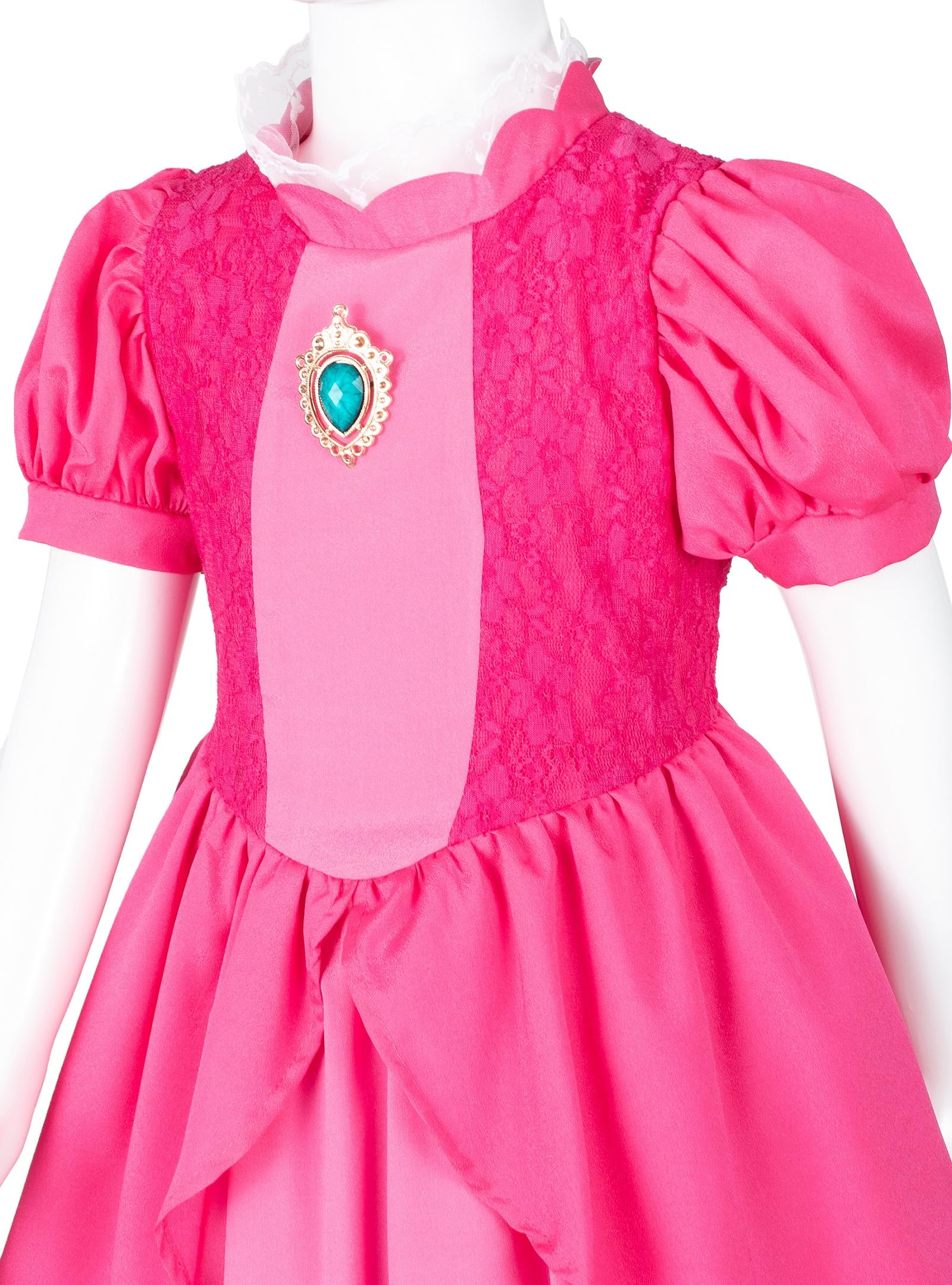 Bosvin Pink Princess Dress for Girls, Kids Princess costume with Crown Gloves Wand Earrings 3T 4T