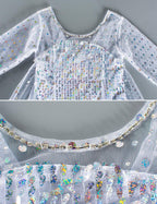 Luxury Princess Dress Costumes with Shining Long Cape Girls Birthday Party