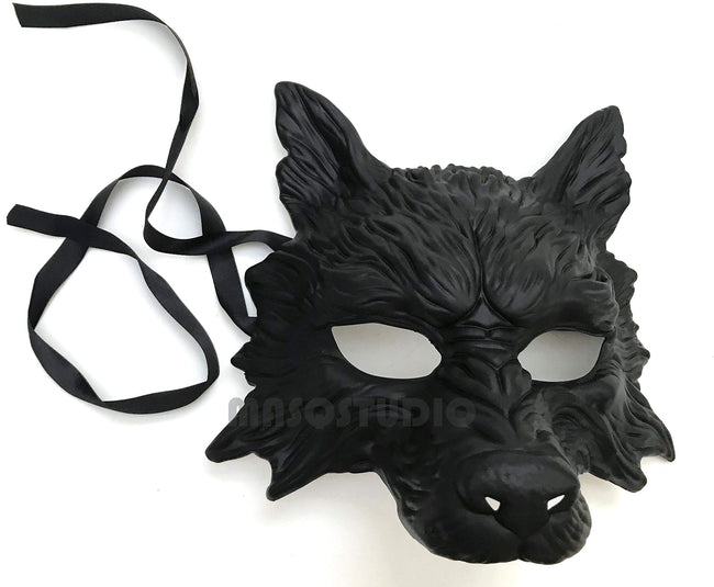 MasqStudio Black Wolf Mask Animal Masquerade Halloween Costume Cosplay Party mask (BLACK) Main Image