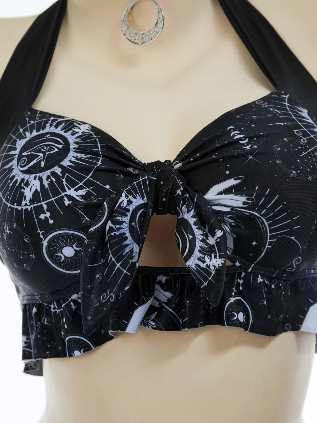 MEOWCOS Goth Bikini Swimsuit Witch Bathing Suit Dark Style Star Moon Gothic Swimsuit