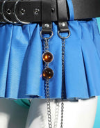 haikyuu Women Cosplay Swimsuit with Wrap Skirt Anime Two Piece Bathing Suit Halter Rave Swimwear Blue