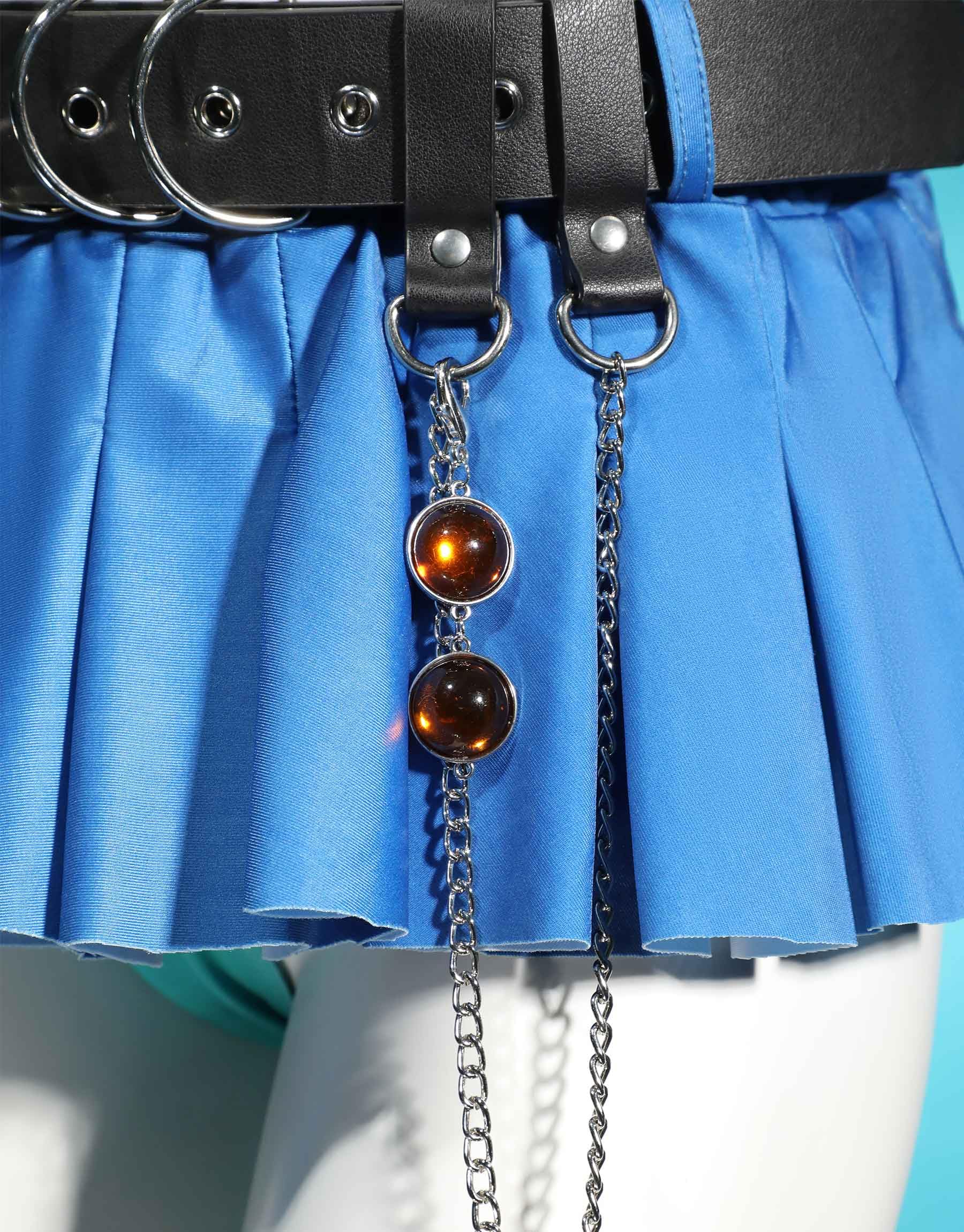 haikyuu Women Cosplay Swimsuit with Wrap Skirt Anime Two Piece Bathing Suit Halter Rave Swimwear Blue