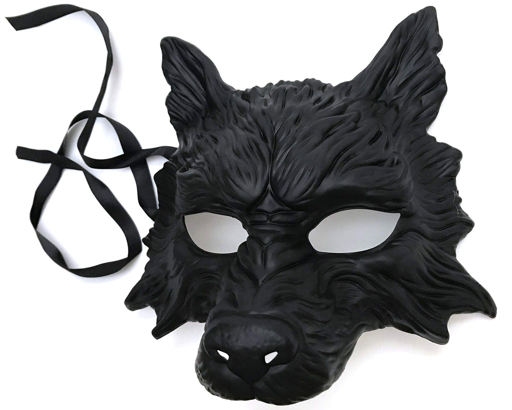 MasqStudio Black Wolf Mask Animal Masquerade Halloween Costume Cosplay Party mask (BLACK)